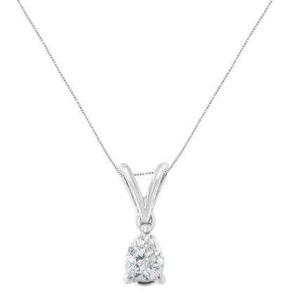 10k White Gold 1/5 Cttw Diamond Pear Pendant Necklace (h-i Si1-si2) - Fine Jewelry us Direct