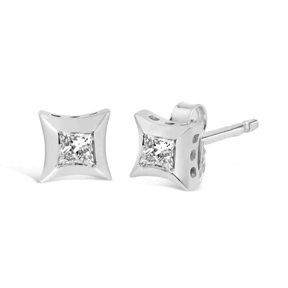 10k White Gold 1/5 Cttw Invisible Set Princess-cut Diamond Stud Earrings (h-i Color Si2-i1 Clarity) - Fine Jewelry