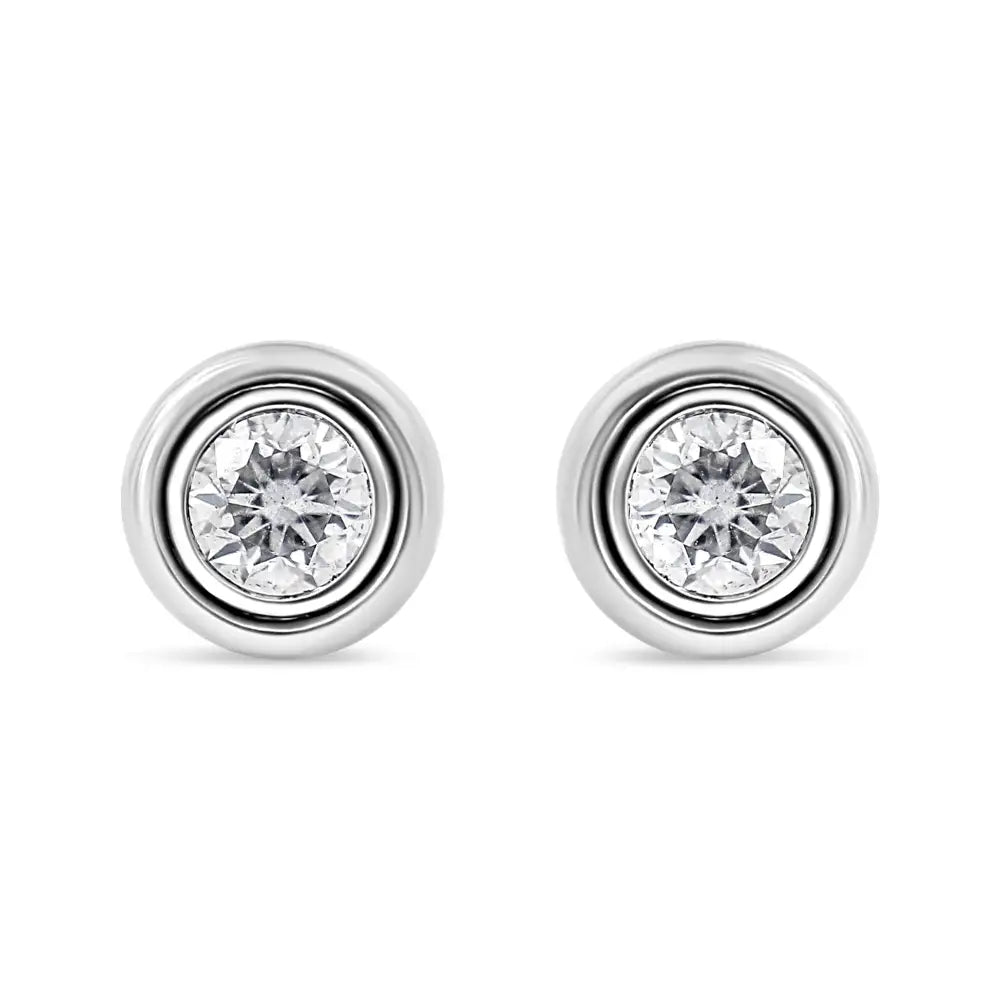 10k White Gold 1/5 Cttw Lab Grown Round Brilliant-cut Diamond Modern Bezel-set Stud Earring (f-g Color Vs2-si1 Clarity)