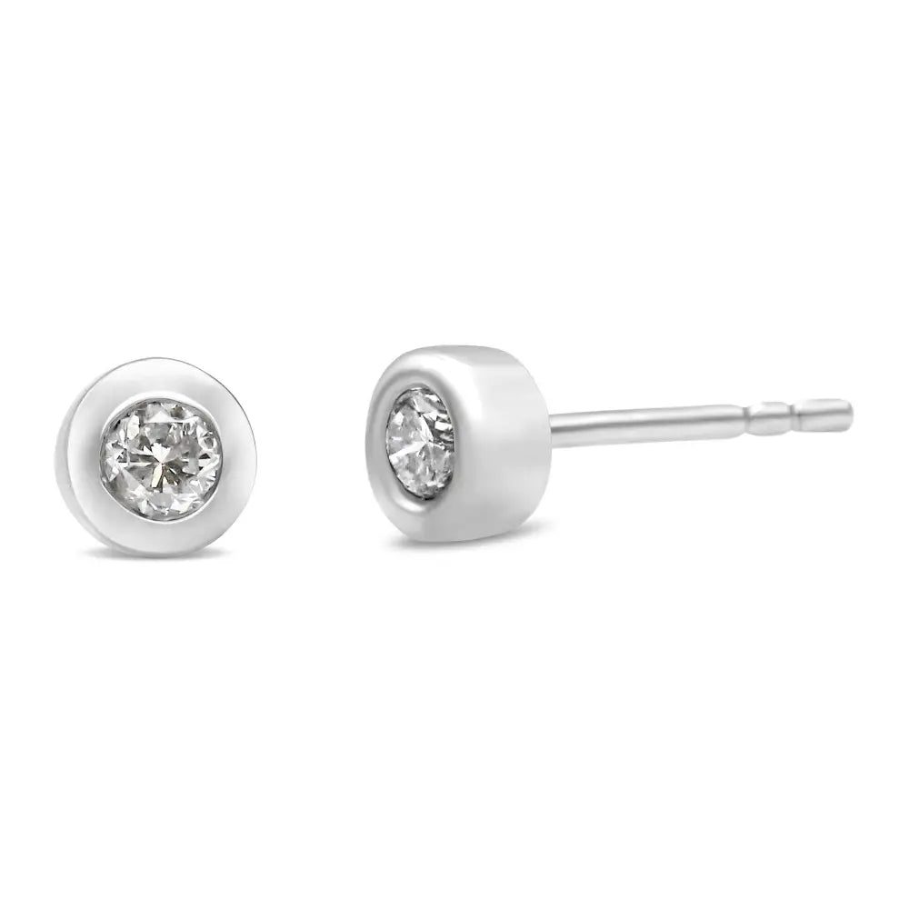 10k White Gold 1/5 Cttw Round Brilliant-cut Near Colorless Diamond Bezel-set Stud Earrings (h-i Color I1-i2 Clarity)