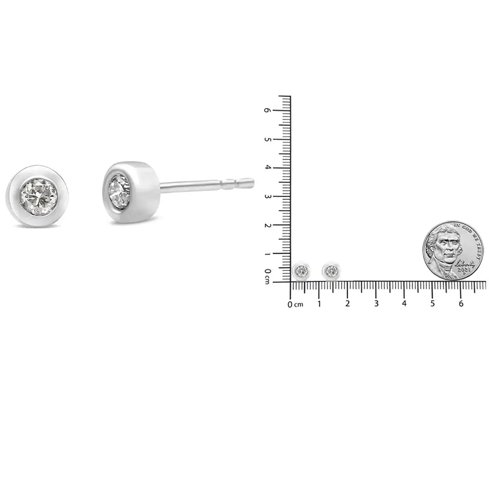 10k White Gold 1/5 Cttw Round Brilliant-cut Near Colorless Diamond Bezel-set Stud Earrings (h-i Color I1-i2 Clarity)