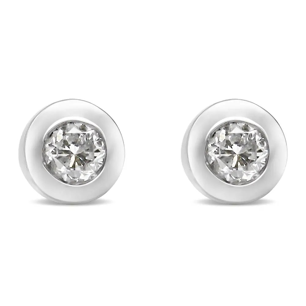 10k White Gold 1/5 Cttw Round Brilliant-cut Near Colorless Diamond Bezel-set Stud Earrings (h-i Color I1-i2 Clarity)