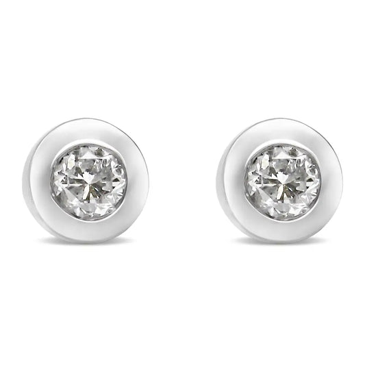 10k White Gold 1/5 Cttw Round Brilliant-cut Near Colorless Diamond Bezel-set Stud Earrings (h-i Color I1-i2 Clarity)