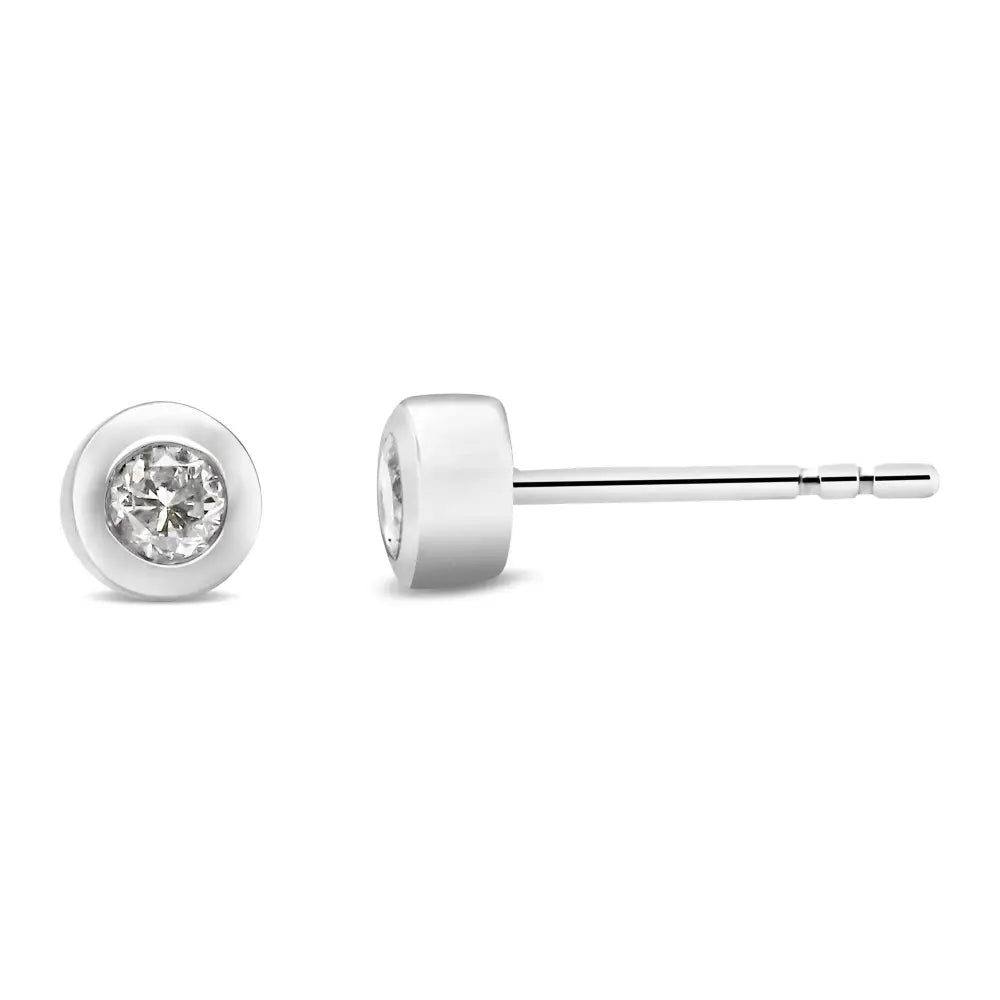 10k White Gold 1/5 Cttw Round Brilliant-cut Near Colorless Diamond Bezel-set Stud Earrings (h-i Color I1-i2 Clarity)