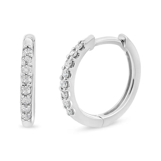 10k White Gold 1/5 Cttw Round-cut Diamond Modern Hoop Earrings (i-j Color I3 Clarity) - Fine Jewelry us Direct