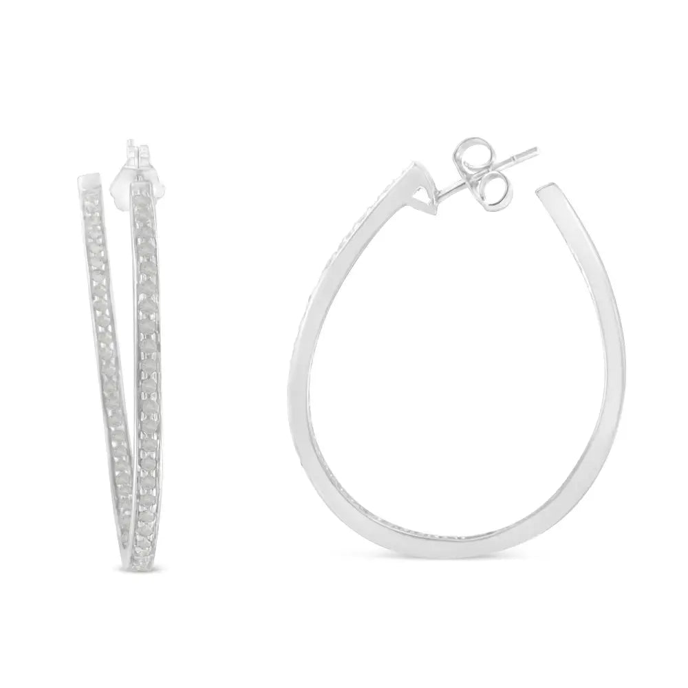 10k White Gold 1 Cttw Diamond Inside-out Hoop Earrings (i-j Clarity I2-i3 Color) - Fine Jewelry us Direct