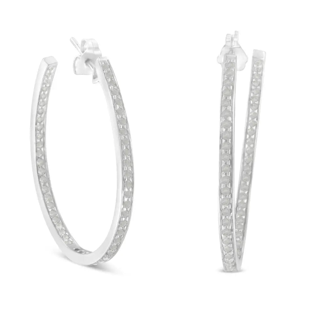 10k White Gold 1 Cttw Diamond Inside-out Hoop Earrings (i-j Clarity I2-i3 Color) - Fine Jewelry us Direct