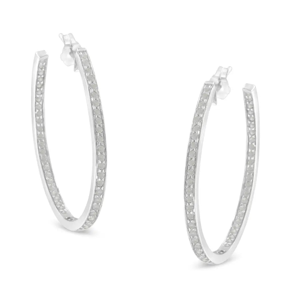 10k White Gold 1 Cttw Diamond Inside-out Hoop Earrings (i-j Clarity I2-i3 Color) - Fine Jewelry us Direct