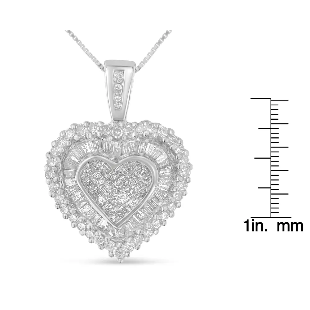 10k White Gold 1 Cttw Multi Cut Diamond Heart Pendant Necklace (h-i I1-i2) - Fine Jewelry us Direct