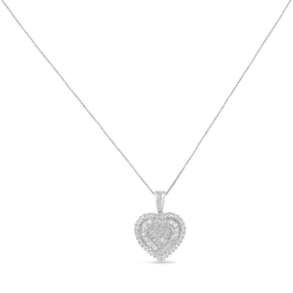 10k White Gold 1 Cttw Multi Cut Diamond Heart Pendant Necklace (h-i I1-i2) - Fine Jewelry us Direct