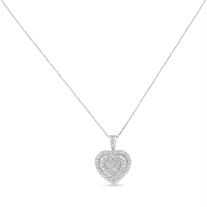 10k White Gold 1 Cttw Multi Cut Diamond Heart Pendant Necklace (h-i I1-i2) - Fine Jewelry us Direct