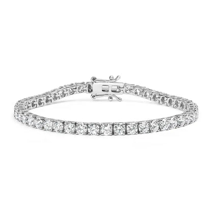 10k White Gold 10.00 Cttw Prong Set Lab Grown Round Diamond Classic Tennis Bracelet (f-g Color Vs2-si1 Clarity)