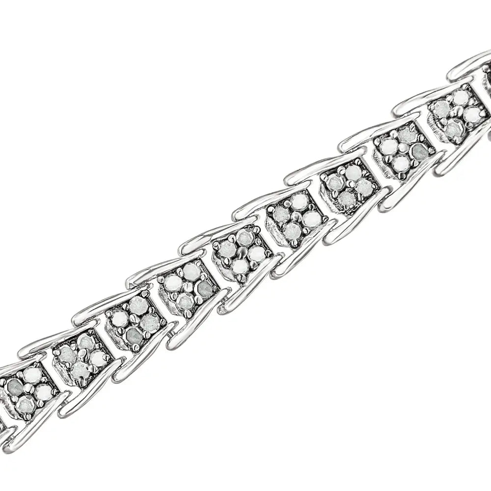 10k White Gold 2 Cttw Diamond Fan-shaped Link Tennis Bracelet (i-j Clarity I3 Color) - Size 7.25’’ - Fine Jewelry