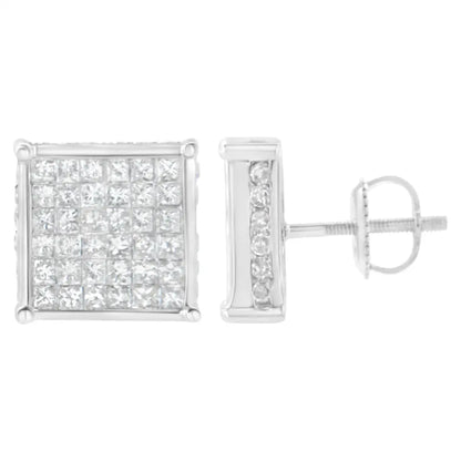 10k White Gold 2ct Tdw Princess-cut Composite Diamond Stud Earring (i-j,i2-i3) - Fine Jewelry us Direct