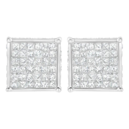 10k White Gold 2ct Tdw Princess-cut Composite Diamond Stud Earring (i-j,i2-i3) - Fine Jewelry us Direct