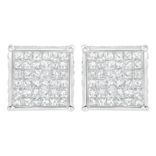 10k White Gold 2ct Tdw Princess-cut Composite Diamond Stud Earring (i-j,i2-i3) - Fine Jewelry us Direct