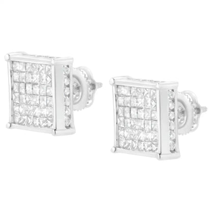 10k White Gold 2ct Tdw Princess-cut Composite Diamond Stud Earring (i-j,i2-i3) - Fine Jewelry us Direct