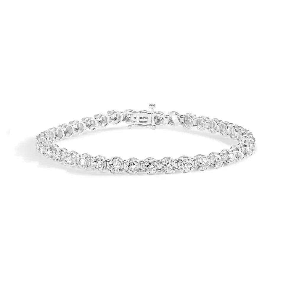 10k White Gold 3.00 Cttw Miracle Set Diamond Bezel Link Style Tennis Bracelet (h-i Color I2-i3 Clarity) - 7.5’’