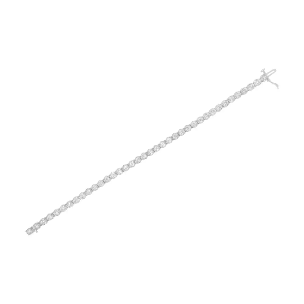 10k White Gold 3.00 Cttw Miracle Set Diamond Bezel Link Style Tennis Bracelet (h-i Color I2-i3 Clarity) - 7.5’’