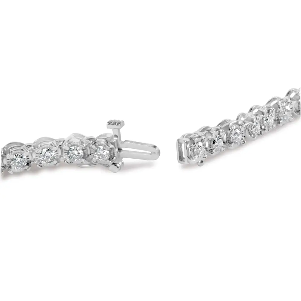 10k White Gold 3.00 Cttw Miracle Set Diamond Bezel Link Style Tennis Bracelet (h-i Color I2-i3 Clarity) - 7.5’’