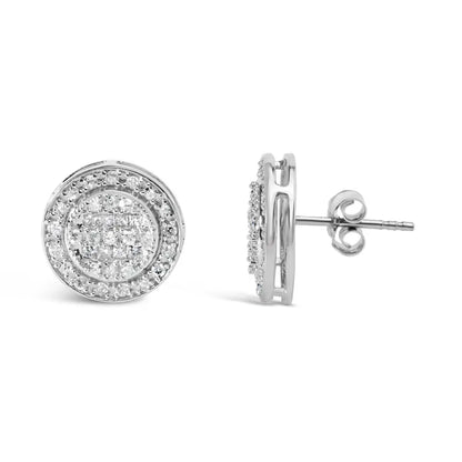 10k White Gold 3/4 Cttw Diamond Composite with Halo Stud Earrings (h-i Color Si1-si2 Clarity) - Fine Jewelry us Direct