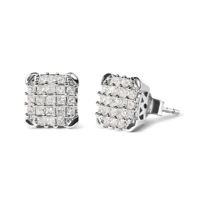 10k White Gold 3/4 Cttw Princess Diamond Composite Open Frame Stud Earrings (i-j Color I1-i2 Clarity) - Fine Jewelry