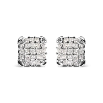 10k White Gold 3/4 Cttw Princess Diamond Composite Open Frame Stud Earrings (i-j Color I1-i2 Clarity) - Fine Jewelry