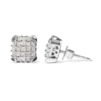 10k White Gold 3/4 Cttw Princess Diamond Composite Open Frame Stud Earrings (i-j Color I1-i2 Clarity) - Fine Jewelry