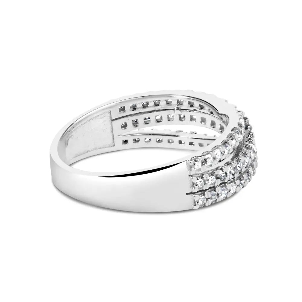 10k White Gold 3/4 Cttw Princess Natural Diamond Split Shank and Weave Band Ring (h-i Color Si1-si2 Clarity) - Fine