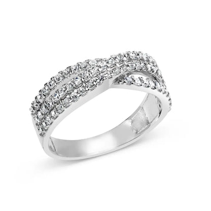 10k White Gold 3/4 Cttw Princess Natural Diamond Split Shank and Weave Band Ring (h-i Color Si1-si2 Clarity) - Fine