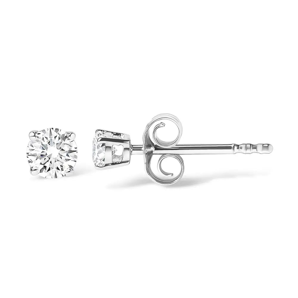 10k White Gold 3/4 Cttw Round Brilliant-cut Near Colorless Diamond Classic 4-prong Stud Earrings (h-i Color I2-i3