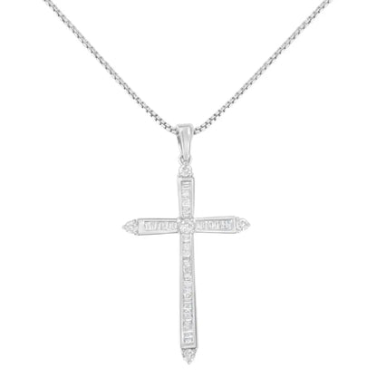 10k White Gold 3/8 Cttw Diamond Cross Pendant Necklace (h-i I2-i3) - Fine Jewelry us Direct