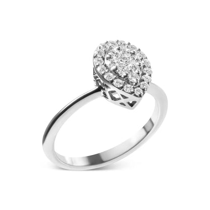 10k White Gold 3/8 Cttw Round-cut Lab Grown Diamond Cluster Pear Promise Ring (g-h Color Vs2-si1 Clarity) - Fine