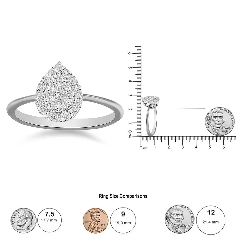 10k White Gold 3/8 Cttw Round-cut Lab Grown Diamond Cluster Pear Promise Ring (g-h Color Vs2-si1 Clarity) - Fine