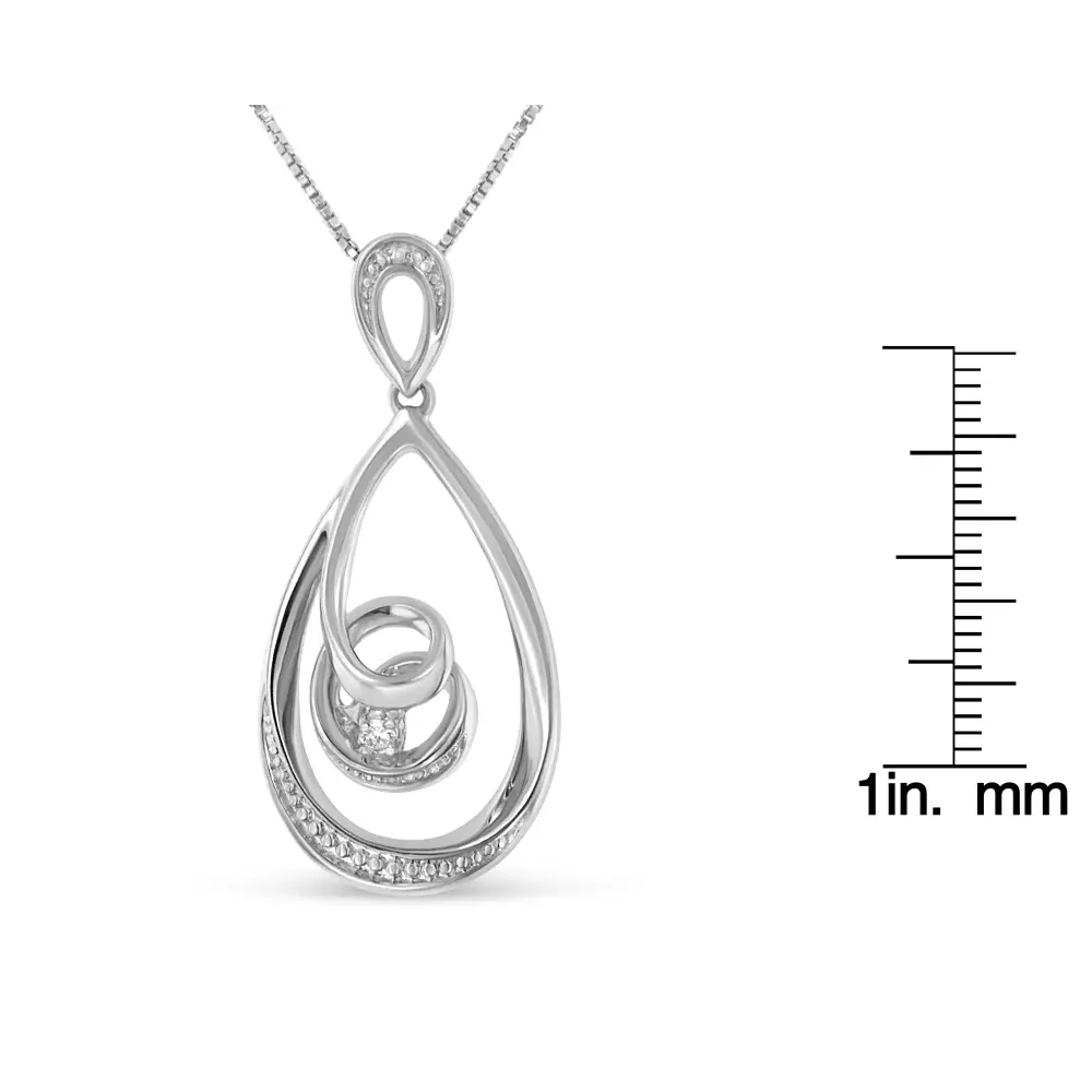 10k White Gold Diamond Accented Open Teardrop Twisted Curl 18’’ Pendant Necklace (j-k Color I2-i3 Clarity) - Fine