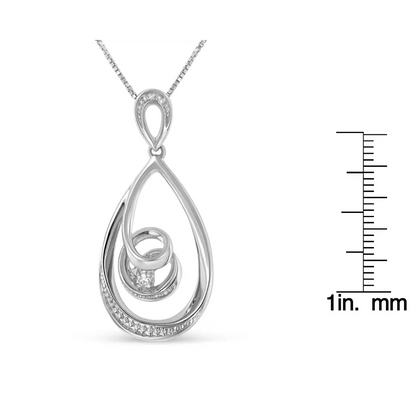 10k White Gold Diamond Accented Open Teardrop Twisted Curl 18’’ Pendant Necklace (j-k Color I2-i3 Clarity) - Fine