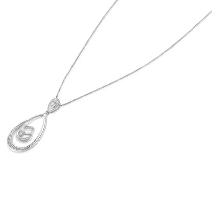 10k White Gold Diamond Accented Open Teardrop Twisted Curl 18’’ Pendant Necklace (j-k Color I2-i3 Clarity) - Fine