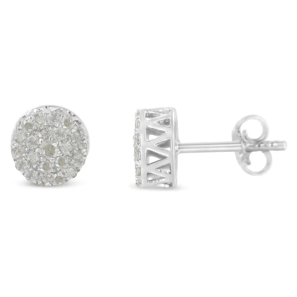 10k White Gold Diamond Cluster Stud Earrings (0.5 Cttw I-j Color I2-i3 Clarity) - Fine Jewelry us Direct