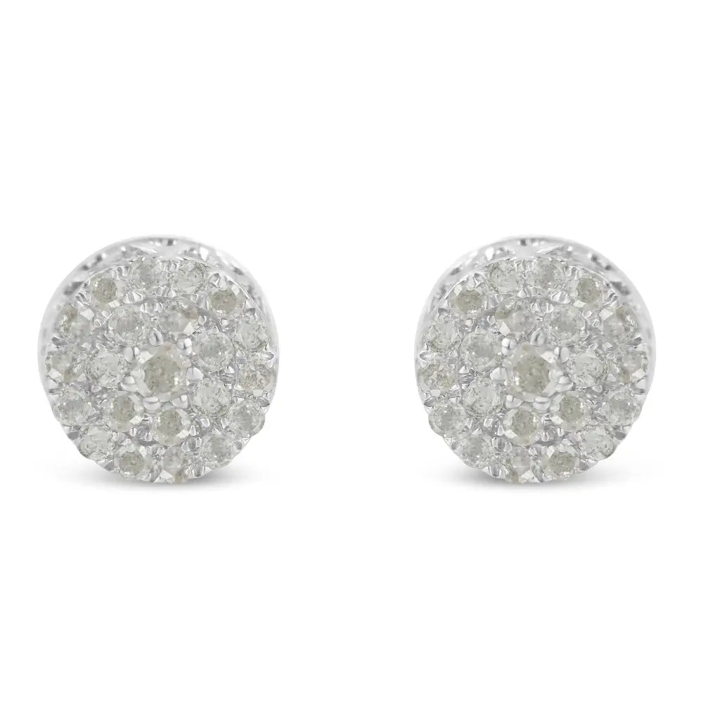 10k White Gold Diamond Cluster Stud Earrings (0.5 Cttw I-j Color I2-i3 Clarity) - Fine Jewelry us Direct