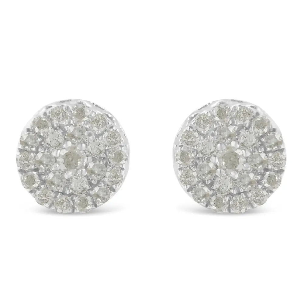 10k White Gold Diamond Cluster Stud Earrings (1 Cttw I-j Color I2-i3 Clarity) - Fine Jewelry us Direct