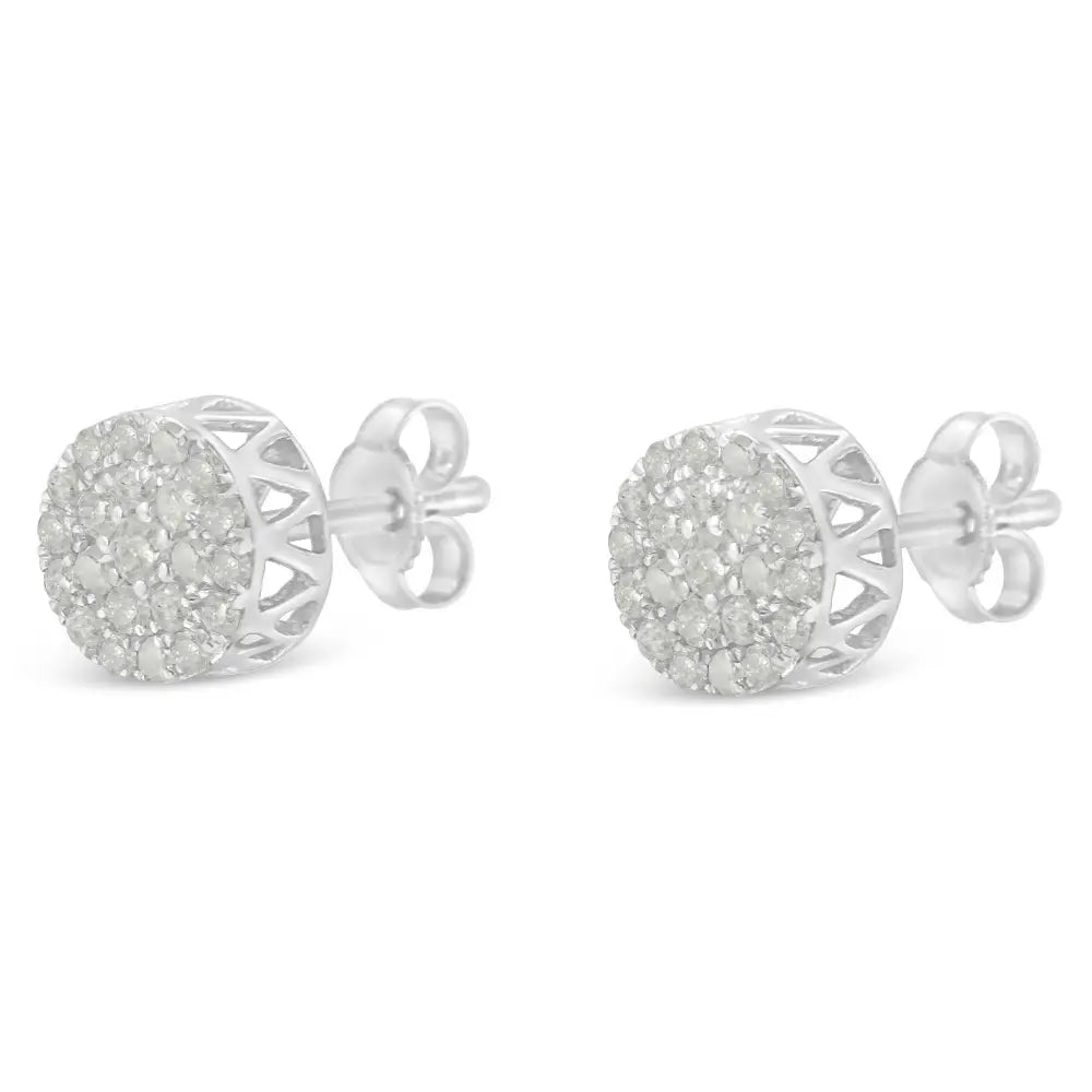 10k White Gold Diamond Cluster Stud Earrings (1 Cttw I-j Color I2-i3 Clarity) - Fine Jewelry us Direct