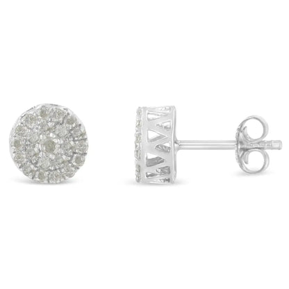 10k White Gold Diamond Cluster Stud Earrings (1 Cttw I-j Color I2-i3 Clarity) - Fine Jewelry us Direct