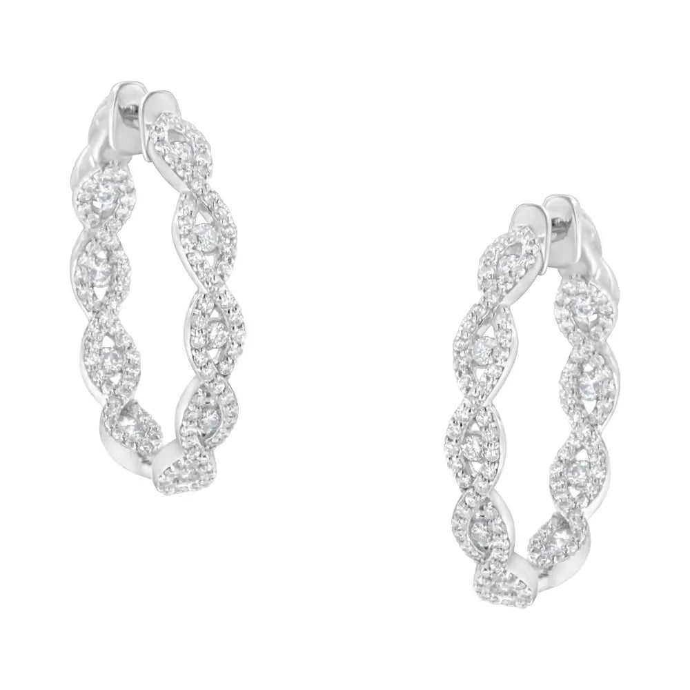 10k White Gold Diamond Hoop Earrings (1 1/2 Cttw H-i Color I1-i2 Clarity) - Fine Jewelry us Direct