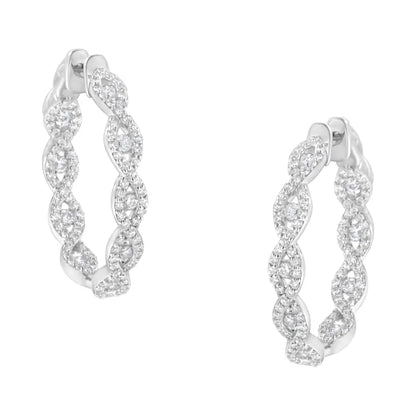 10k White Gold Diamond Hoop Earrings (1 1/2 Cttw H-i Color I1-i2 Clarity) - Fine Jewelry us Direct