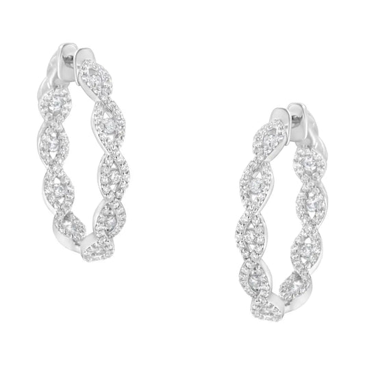 10k White Gold Diamond Hoop Earrings (1 1/2 Cttw H-i Color I1-i2 Clarity) - Fine Jewelry us Direct