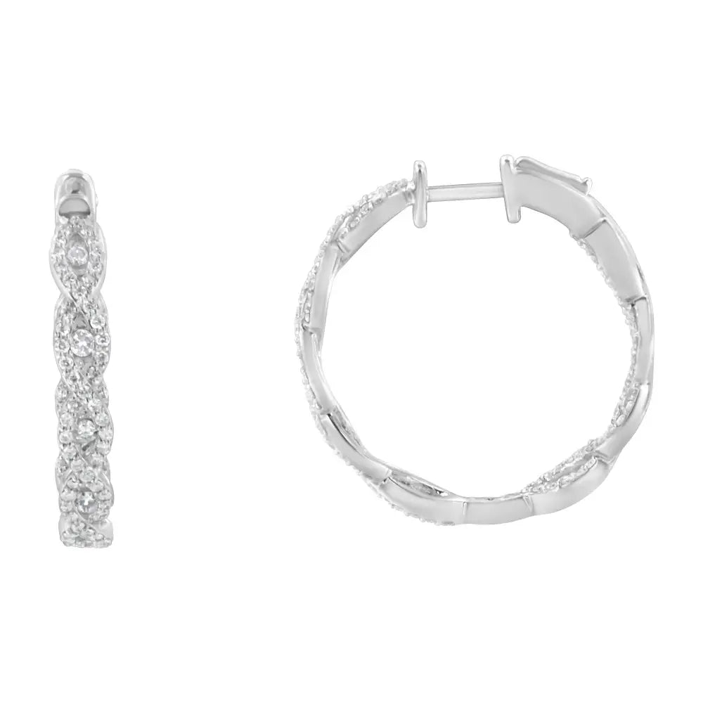 10k White Gold Diamond Hoop Earrings (1 1/2 Cttw H-i Color I1-i2 Clarity) - Fine Jewelry us Direct