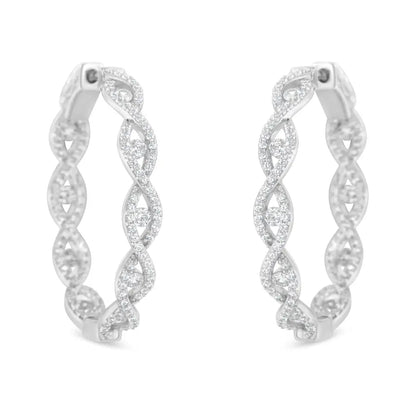 10k White Gold Diamond Hoop Earrings (1 1/2 Cttw H-i Color I1-i2 Clarity) - Fine Jewelry us Direct