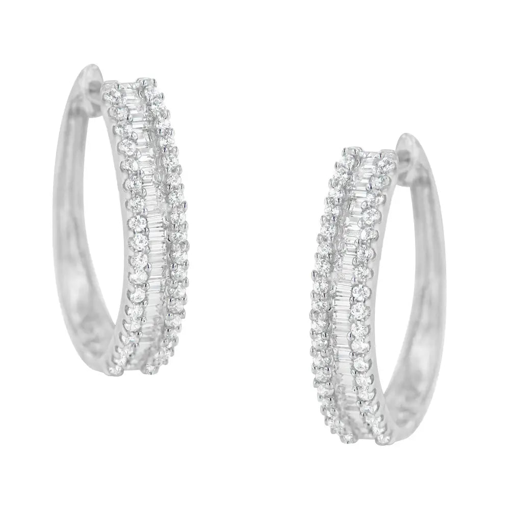 10k White Gold Diamond Hoop Earrings (3/4 Cttw I-j Color I2-i3 Clarity) - Fine Jewelry us Direct