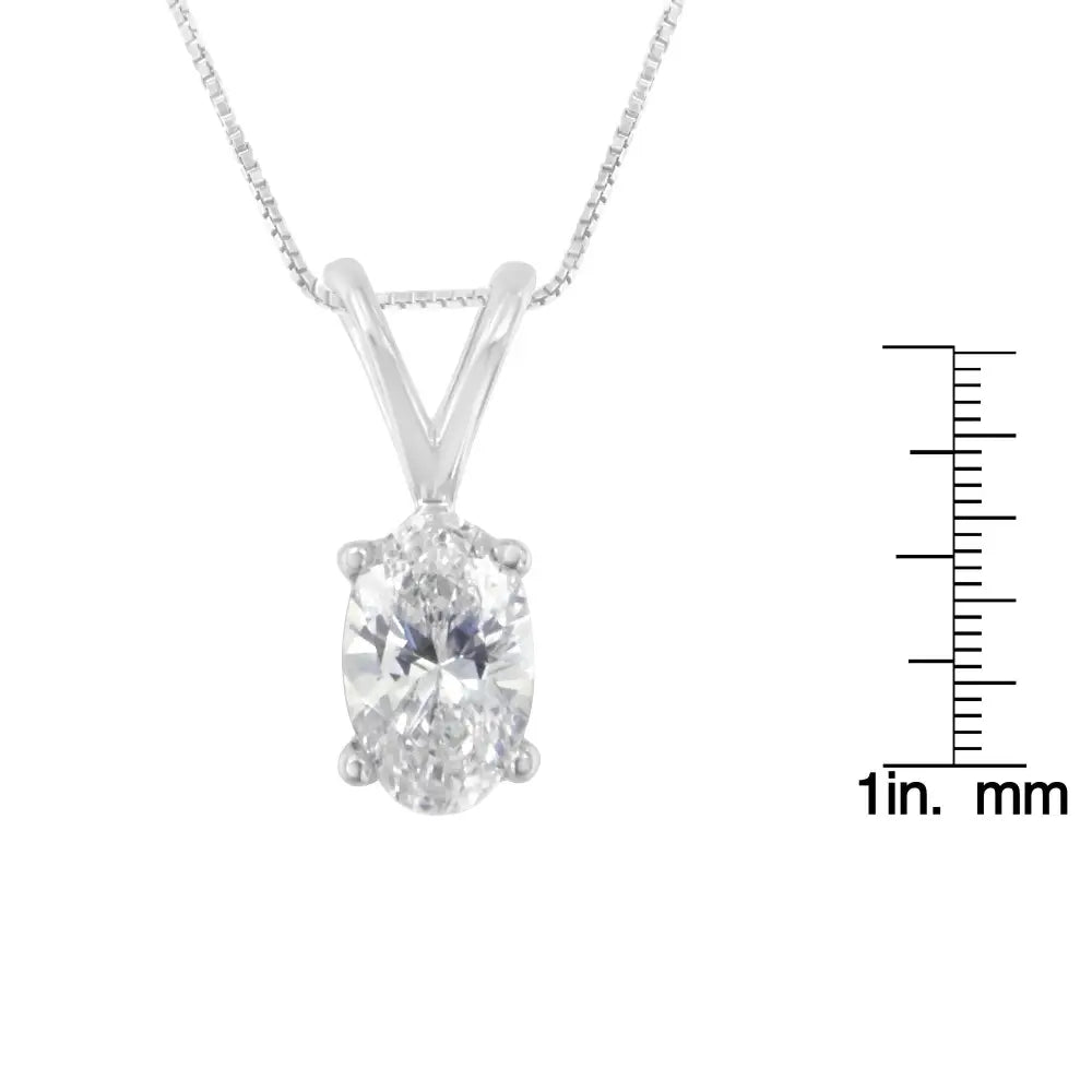 10k White Gold Diamond Oval Pendant Necklace (1/3 Cttw H-i Color Si1-si2 Clarity) - Fine Jewelry us Direct