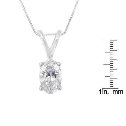 10k White Gold Diamond Oval Pendant Necklace (1/3 Cttw H-i Color Si1-si2 Clarity) - Fine Jewelry us Direct